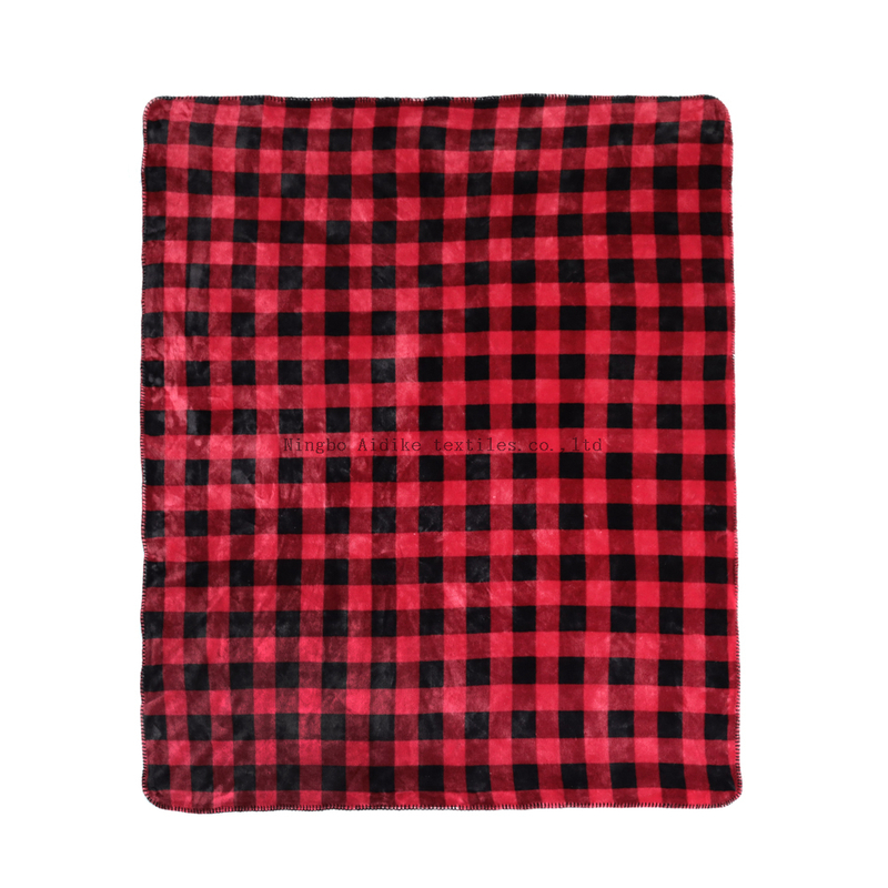 200cm*220cm Red and Black Plaid Double Layers Flannel Blanket 