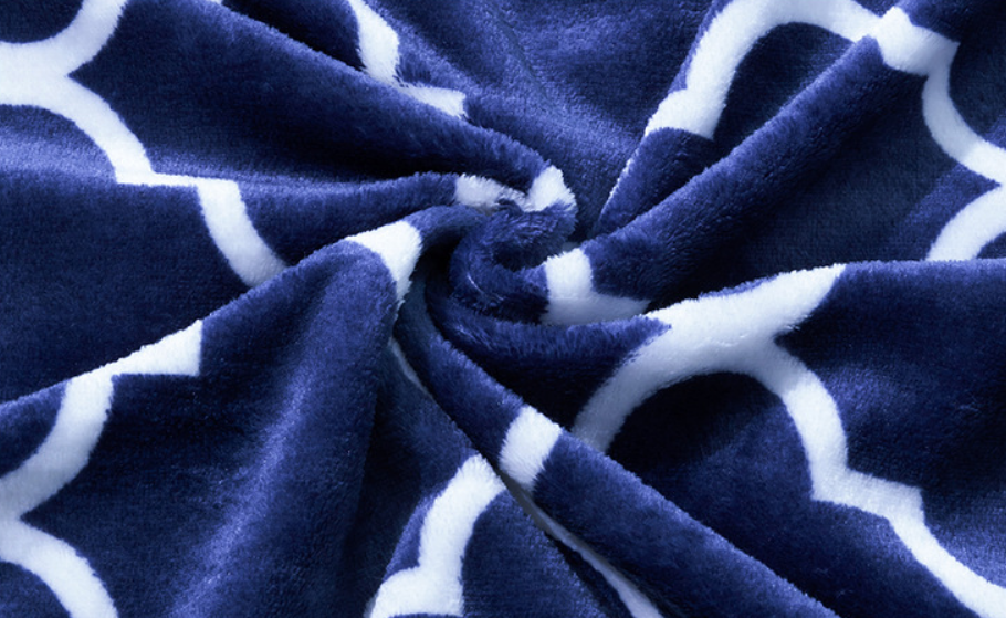 Fancy Plush Blue Color Super Soft Fleece Blanket Custom Printing Polyster Flannel Blanket