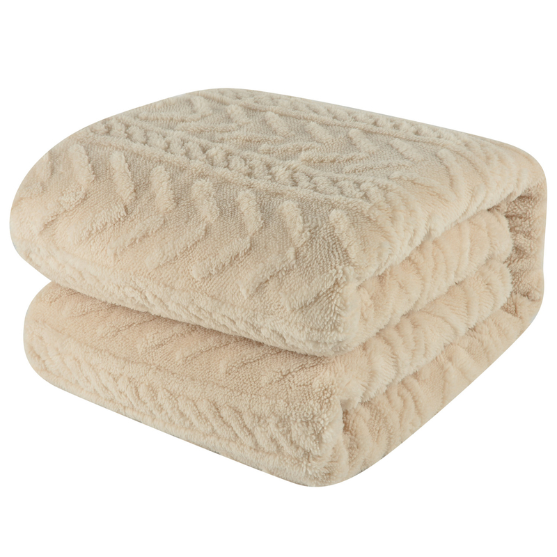 Warm double sided jacquard flannel fleece sherpa throw blanket