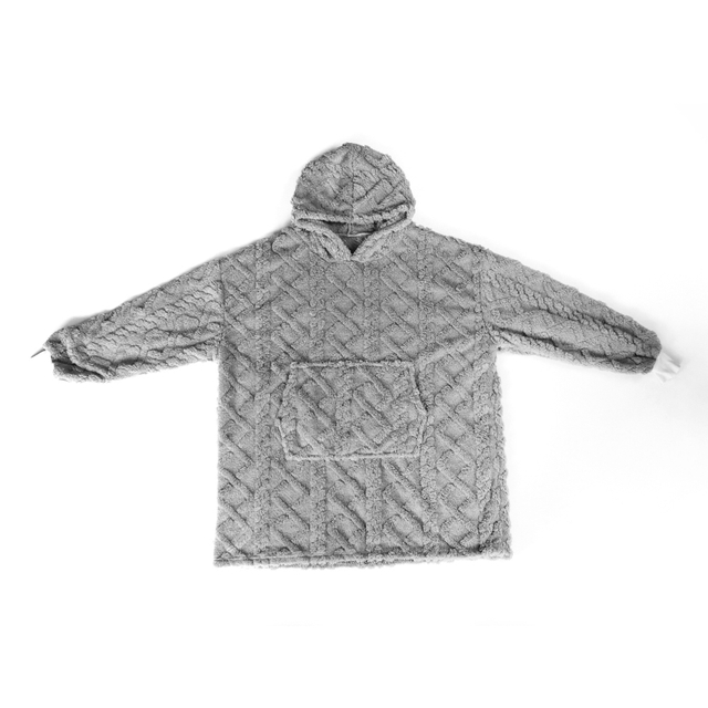 JSHB-002 Super Soft Warm Hoodie Sweatshirt Grey TV Jacquard Blanket 