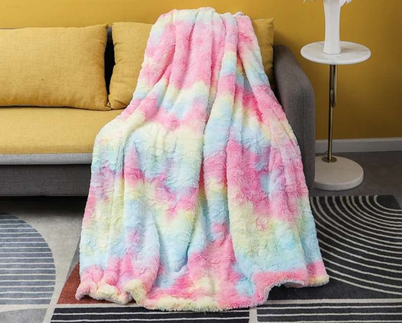 Thick Warm Home Blanket Customized Color Double Layer Printing PV Fleece Sherpa Blanket