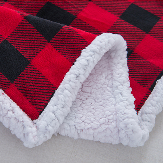 Wholesale Red Black Double Layer Polyster Super Soft Fleece Blanket Printed Sherpa Plush Coral Blankets