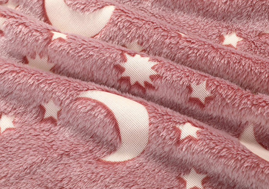 Custom Size Popular American Style Polyster Pink Color Luminous Printing Coral Flannel Blanket 