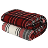 Plaid Sherpa Fleece Throw Blanket Buffalo Checker Flannel Blankets and Reversible Soft Warm Fuzzy Microfiber Blanket for Couch Sofa, Scarlet+Black