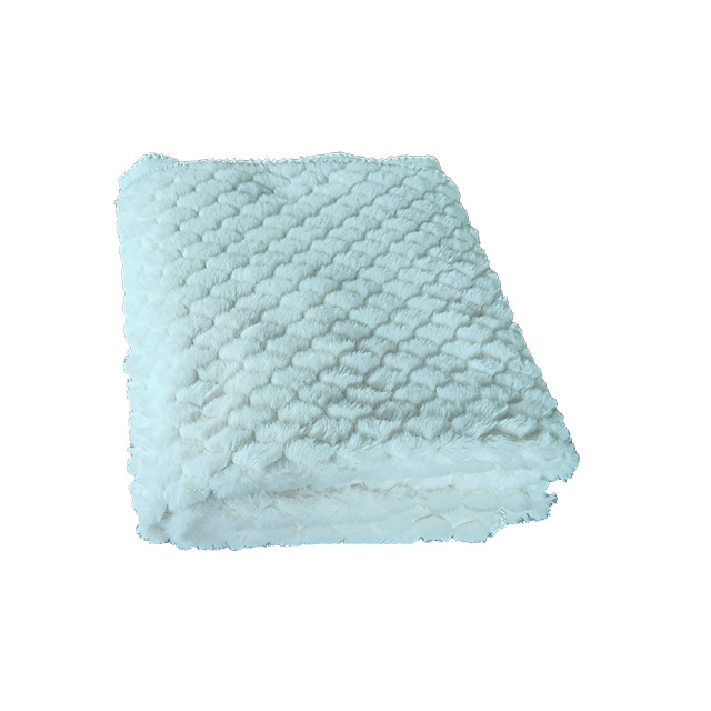 ADK High Quality Faux Rabbit Fur blanket Wholesale Diamond-type Lattice White Embossed blanket For Spring Autumn 