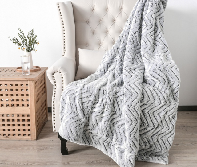 PV Fleece Back Printing Brush Pattern Blanket Double Layer Warm Sherpa Fleece Blanket