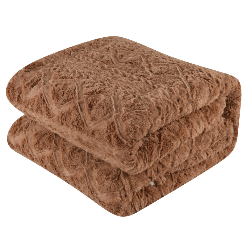 ADK Winter Hot Sale Soft Comfortable PV fleece blanket Jacquard Weave Pattern For Sofa Brown Blanket 