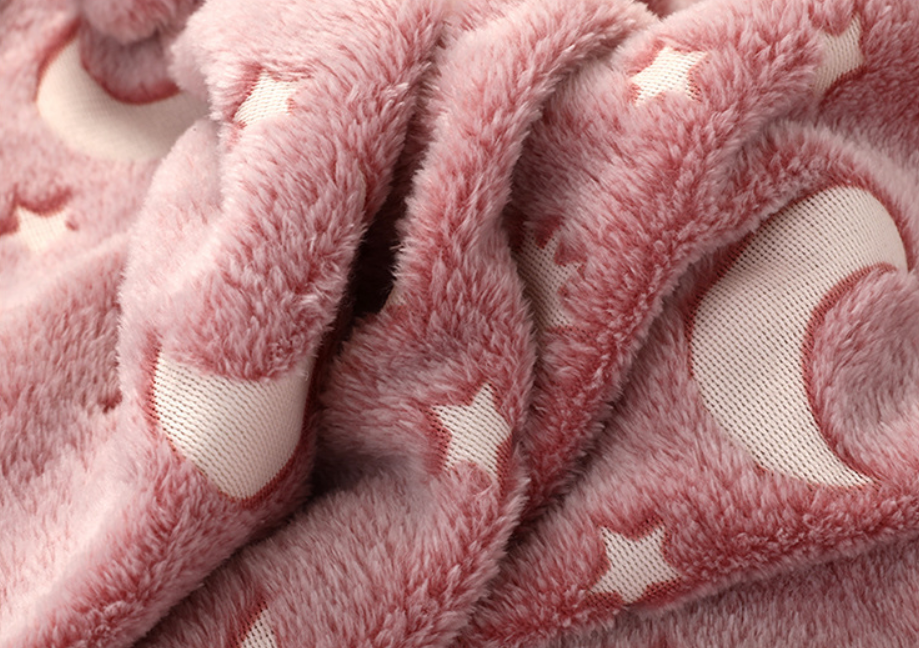 Custom Size Popular American Style Polyster Pink Color Luminous Printing Coral Flannel Blanket 