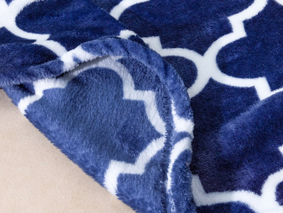 Fancy Plush Blue Color Super Soft Fleece Blanket Custom Printing Polyster Flannel Blanket