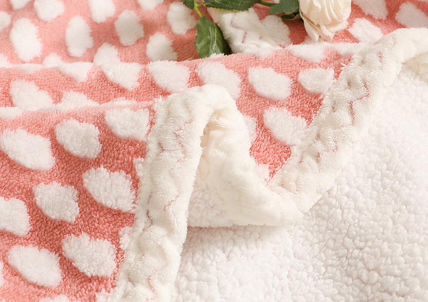 Double Layer Warm Blanket 50*60 Inch Throw Blanket Jacquard Cloud Pattern Sherpa Fleece Blanket