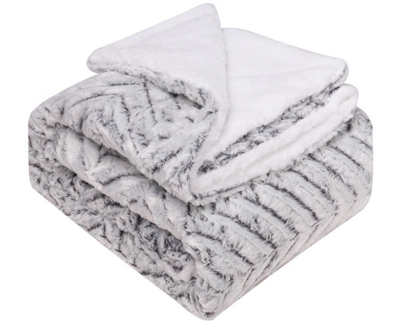 PV Fleece Back Printing Brush Pattern Blanket Double Layer Warm Sherpa Fleece Blanket